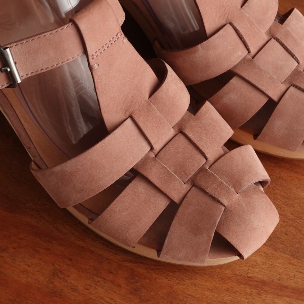 Madewell Sandals Womens Size 10 Blush Pink The Fisherman Clog Leather Boho Shoes - Picture 4 of 15